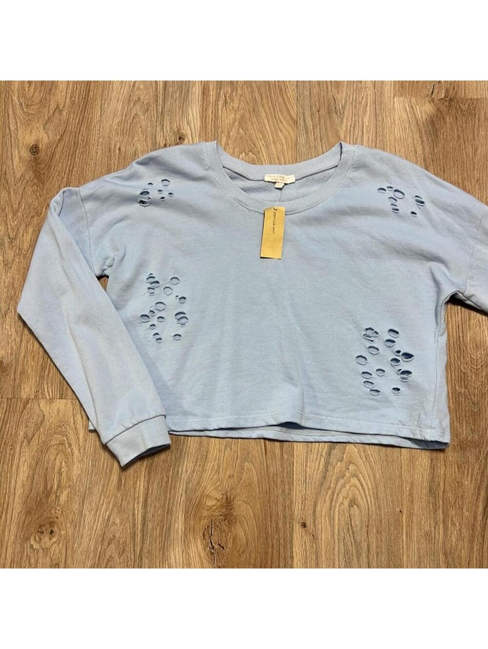 Aerie Don’t Ask Why Distressed Cropped Sweatshirt